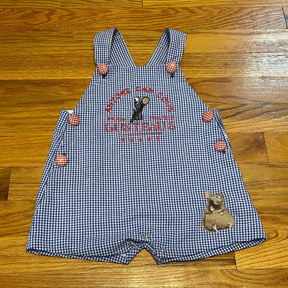 Disney Pixar’s Ratatouille Boy’s Embroidered Gingham Jon Jon NEW Various Sizes